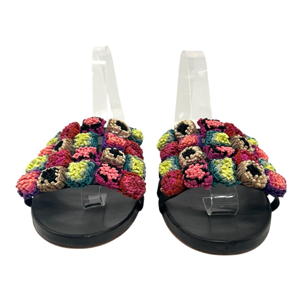 Loeffler Randal Sal PomPom Slide Multicolor Leather Casual Sandals Womens 9.5 - Picture 4 of 15
